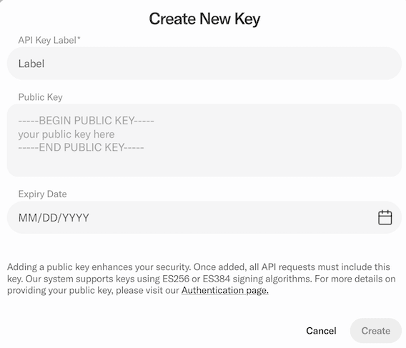Create new API key